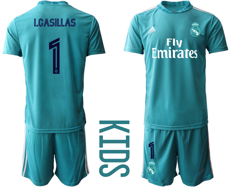 Youth 2020-2021 club Real Madrid blue goalkeeper #1 Soccer Jerseys1